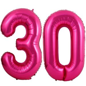 40 inch hot pink 30 balloon number 30th birthday anniversary party decorations supplies for women large foil mylar bright pink number giant huge helium balloons big jumbo dark pink digital balloon