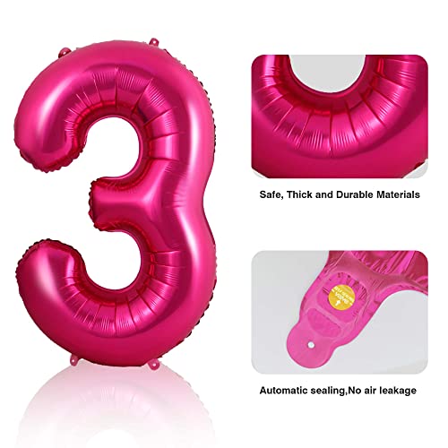 40 Inch Hot Pink 30 Balloon Number 30th Birthday Anniversary Party Decorations Supplies for Women Large Foil Mylar Bright Pink Number Giant Huge Helium Balloons Big Jumbo Dark Pink Digital Balloon