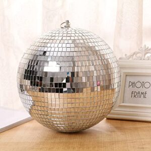Mirror Disco Ball 8 Inch Hanging Disco Ball for Party Wedding Holiday Home Decoration, Silver