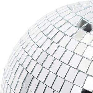 Mirror Disco Ball 8 Inch Hanging Disco Ball for Party Wedding Holiday Home Decoration, Silver