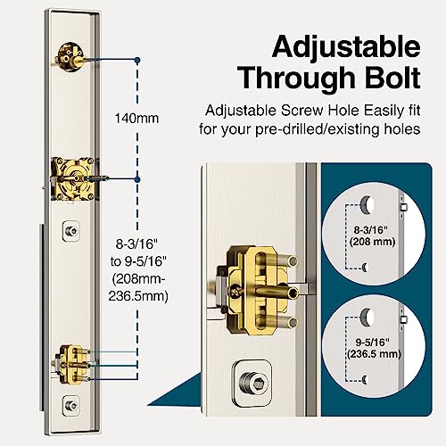 Calzibeno Front Door Lock Set, Full Escutcheon Front Door Handle Sets, Heavy Duty Entry Door Lock Sets with 3 Keys, Door Locks with Deadbolt Lever Handle, Door Handleset - Satin Nickel