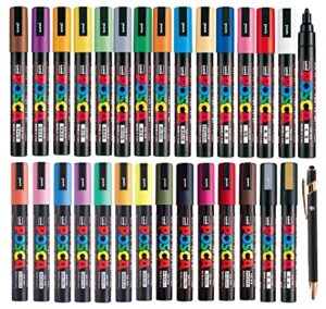 uni japan paint marker full range bundle set marking pen medium point pc-5m 29 colours ( 22 standard & 7 natural ) japanese domestic market product