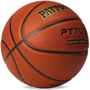 PATTONLEX Basketball - Official Size 7 (29.5") - Composite Leather - Indoor/Outdoor Ball for Men(Brown)