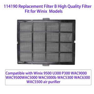 114190 Replacement Filter B for Winix 9500 U300 P300 WAC5300 WAC5500 WAC9000 WAC9500 WAC5000 WAC5000b WAC6300 Air Purifiers, Black