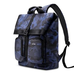 homiee travel backpack waterproof roll top expandable camo backpack casual daypack, water resistant college bag computer bag gifts for men women fits 15.6 inch notebook