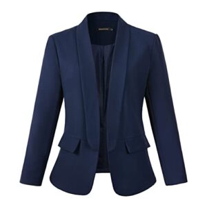 beninos womens casual long sleeve blazer jackets with no button (807 navy, xs)