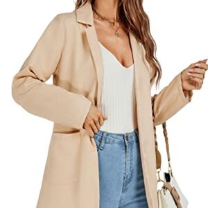 LYANER Women's Casual Long Sleeve Work Office Suit Cardigan Blazer Jackets with Pockets Beige X-Large