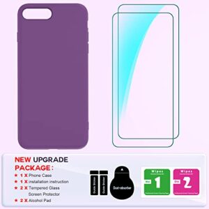 LeYi Phone Case for iPhone 8 Plus: iPhone Case 7 Plus with [2 Pack] Tempered Glass Screen Protectors, Shockproof Full-Body Liquid Silicone with Anti-Scratch Microfiber Liner iPhone 7 Plus, Red Purple…