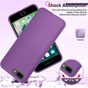 LeYi Phone Case for iPhone 8 Plus: iPhone Case 7 Plus with [2 Pack] Tempered Glass Screen Protectors, Shockproof Full-Body Liquid Silicone with Anti-Scratch Microfiber Liner iPhone 7 Plus, Red Purple…