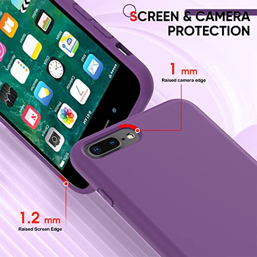 LeYi Phone Case for iPhone 8 Plus: iPhone Case 7 Plus with [2 Pack] Tempered Glass Screen Protectors, Shockproof Full-Body Liquid Silicone with Anti-Scratch Microfiber Liner iPhone 7 Plus, Red Purple…