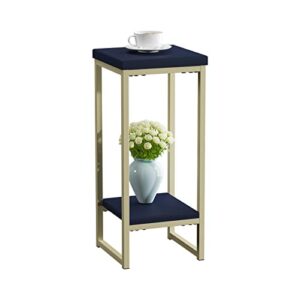sheeparl square small side table, sofa table, 2-layer industrial small end table, stable metal frame, pedestal tables for small spaces, living room, bedroom(dark blue)