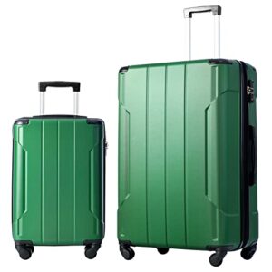 merax luggage set with tsa lock, all expandable 3 piece hardshell lightweight suitcase set 20inch 24inch 28inch (dark green 2-piece (20/28))