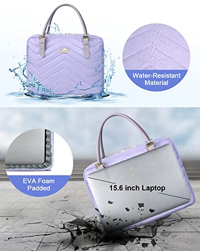 Laptop Bag for Women, 15.6 Inch Slim Computer Bag Laptop Briefcase, Lightweight Water Resistant Laptop Accessories Carrying Case Sleeve Cute Business Work Office Handbag Gifts for Women Travel, Purple