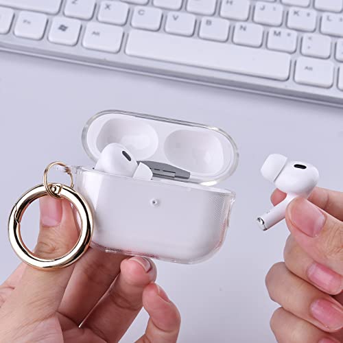 AIRSPO Airpods Pro 2nd Generation Case Cover, Clear Soft TPU Protective Cover Compatible with Apple AirPods Pro 2 Wireless Charging Case with Keychain and Lanyard (Clear)