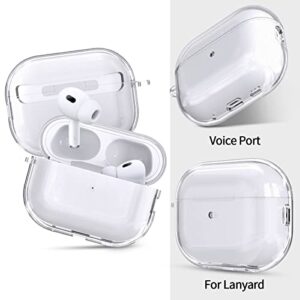 AIRSPO Airpods Pro 2nd Generation Case Cover, Clear Soft TPU Protective Cover Compatible with Apple AirPods Pro 2 Wireless Charging Case with Keychain and Lanyard (Clear)