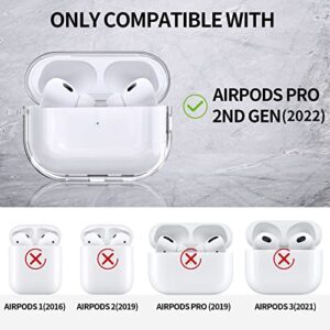 AIRSPO Airpods Pro 2nd Generation Case Cover, Clear Soft TPU Protective Cover Compatible with Apple AirPods Pro 2 Wireless Charging Case with Keychain and Lanyard (Clear)