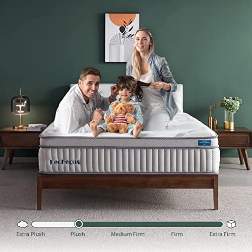 14 Inch King Mattress in a Box, Lechepus Plush Memory Foam Hybrid Mattress with Pocket Innerspring, Soft But Supportive Mattress for Pressure Relief, King Size 76"*80"