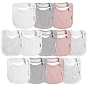 baby bibs with snaps,organic cotton bandana bibs for baby girls, super soft absorbent snap bibs for newborns and toddlers, adjustable,machine washable