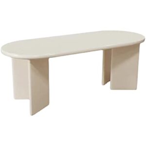 baycheer contemporary solid wood top oval dinette table simple dining table for living room - white 55.1" l x 27.6" w x 29.5" h (table only)