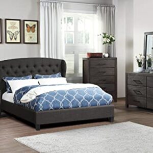 Poundex, Charcoal Polyfiber Upholstered Cal Size Bed, California King
