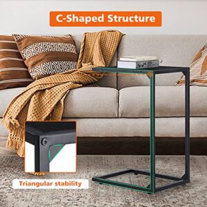 C Shaped End Table Set of 2, Snack Side Table, C Tables for Couch, Couch Tables That Slide Under, for Living Room, Bedroom, Black