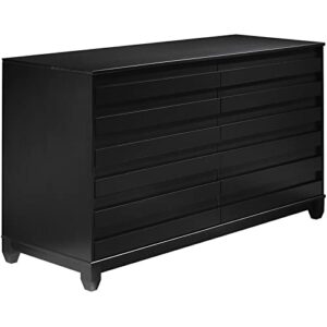 pemberly row modern grooved panel 6-drawer wood bedroom dresser in black