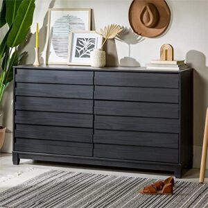 Pemberly Row Modern Grooved Panel 6-Drawer Wood Bedroom Dresser in Black