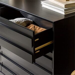 Pemberly Row Modern Grooved Panel 6-Drawer Wood Bedroom Dresser in Black