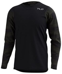 troy lee designs cycling mtb bicycle mountain bike jersey shirt for men, skyline ls chill (hide out black, md)