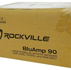 Rockville BLUAMP 90 Home Stereo Bluetooth Receiver Amp w/Mic+Phono+HDMI Input