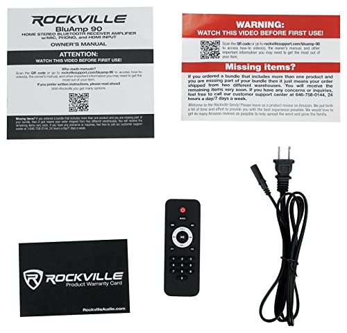 Rockville BLUAMP 90 Home Stereo Bluetooth Receiver Amp w/Mic+Phono+HDMI Input