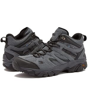 hi-tec ravus wp mid waterproof hiking boots for men, lightweight breathable outdoor trekking shoes - dark grey, 11.5 extra wide