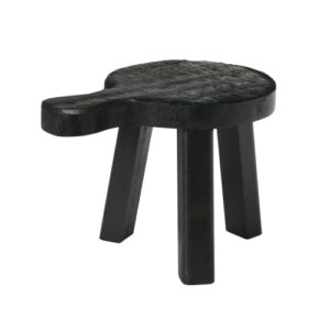 creative co-op smooth wood, black decorative pedestal, round