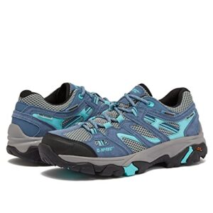 hi-tec apex lite low wp waterproof hiking shoes for women, lightweight breathable outdoor trekking and trail shoes - light blue/medium grey/light blue, 10 medium
