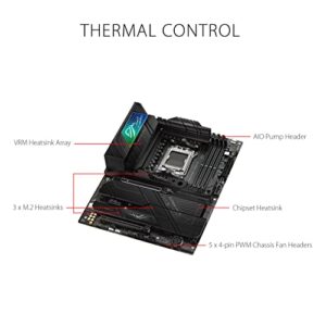 ASUS ROG Strix X670E-F Gaming WIFI6E Socket AM5 (LGA 1718) Ryzen 7000 Gaming Motherboard(PCIe 5.0, DDR5,16 + 2 Power Stages,Four M.2 Slots with heatsinks,USB 3.2 Gen 2x2,AI Cooling II, and Aura Sync)