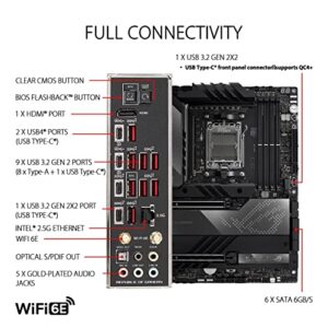 ASUS ROG Crosshair X670E Hero (WiFi 6E) Socket AM5 (LGA 1718) Ryzen 7000 Gaming Motherboard(18+2 Power Stages, PCIe® 5.0, DDR5,5xM.2 Slots,Front-Panel USB 3.2 Gen 2x2, USB4®, Wi-Fi 6E)