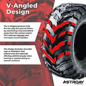 Astroay Mars-A Utility ATV/UTV Tire, 6 Ply Quad or Side By Side ATV Tire, V-Angled Power Treads, 26x9x12 ATV Tire, 26x9x12 UTV Tires, Plow Through Mud and Sand, Ride Over Hard Surfaces