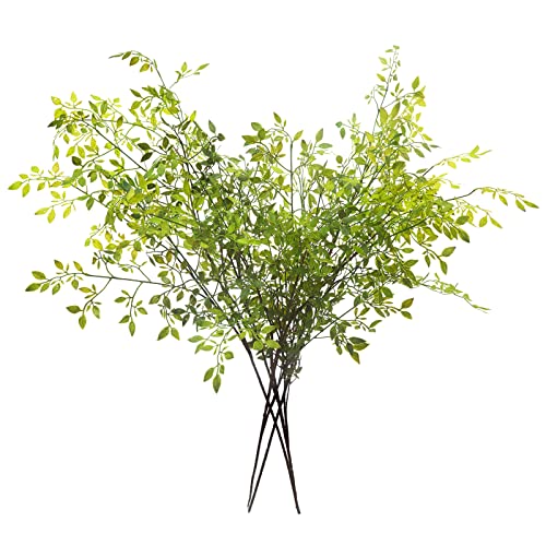 Melorca&Guilla Artificial Plants,4PCS 43.3" Green Nandina Faux Branches for Vase,Faux Greenry Stems Fake Plants for Shop Garden Office Home Décor