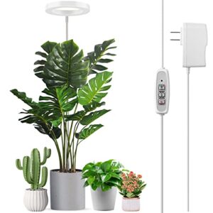 lordem plant grow light, full spectrum plant light for indoor plants, brightness adjustable led growing lamp with auto on/off timer 4h/8h/12h, height adjustable, ideal for tall plants