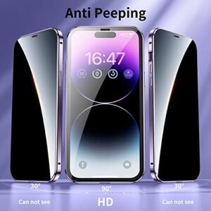 Jonwelsy Anti Peeping Case for iPhone 14 Pro Max, 360 Degree Front and Back Privacy Tempered Glass Cover, Anti SPY Screen, Anti Peep Magnetic Adsorption Metal Bumper for iPhone 14 Pro Max (Black)