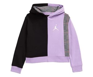 nike cb plaid boxy po girls active hoodies size s, color: lilac/black-purple