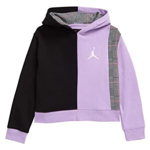 Nike Cb Plaid Boxy PO Girls Active Hoodies Size S, Color: Lilac/Black-Purple