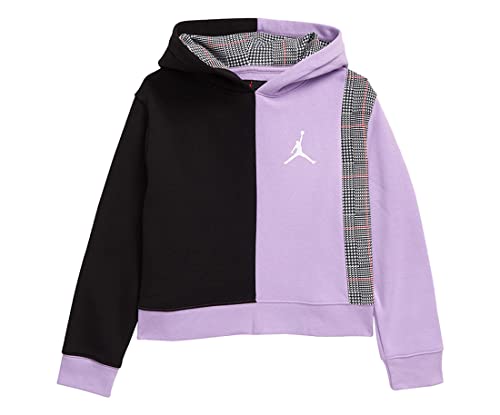 Nike Cb Plaid Boxy PO Girls Active Hoodies Size S, Color: Lilac/Black-Purple