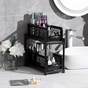 Sunview Bathroom Organizer, Under Sink Organizers and Storage,2 Tier Pull Out Cabinet Organizer,Sliding Cabinet Organizers with Storage Drawers for Bathroom Kitchen Countertop Narrow Space (Black)