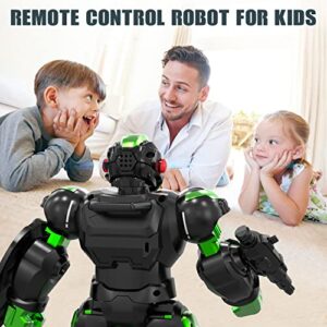 STEMTRON Robot Toys for Kids, Programmable Remote Control Robot with Intelligent Gesture Sensing, Recharge, Singing & Dancing Mode, Launcher