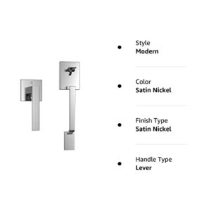 YYTDZSW Front Door Handle No Lock, Front Entry Door Handleset, Exterior Door Handle with Reversible Lever, Fit Left & Right Handed Doors, Satin Nickel