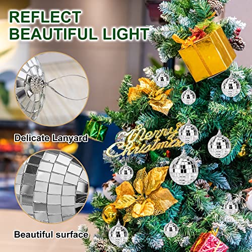 Mirror Disco Balls Set - Mini Disco Party Decoration Hanging Mirror Ball Silver Disco Balls Ornaments Reflective Design Suitable for Christmas Tree,Party,Wedding Decoration (6PCS)