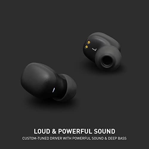 ADV. 500 True Wireless Earbuds, World's Smallest Wireless BT 5.2 Earphones Wide-Range Connection, Touch Control, Built-in Mic, Powerful Sound with Deep Bass [Black]