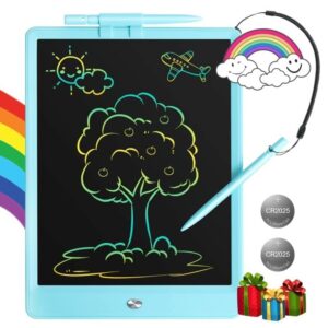 FuniBudi Kids Tablet 10in LCD Writing Tablet Toys for 3 4 5 6 7 8-10 Year Old Girls Boys Airplane Travel Essentials Kids Board Games Chrismas Birthday Drawing and writting Tablet Sensory Toys(Blue)