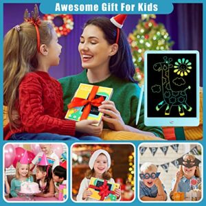 FuniBudi Kids Tablet 10in LCD Writing Tablet Toys for 3 4 5 6 7 8-10 Year Old Girls Boys Airplane Travel Essentials Kids Board Games Chrismas Birthday Drawing and writting Tablet Sensory Toys(Blue)